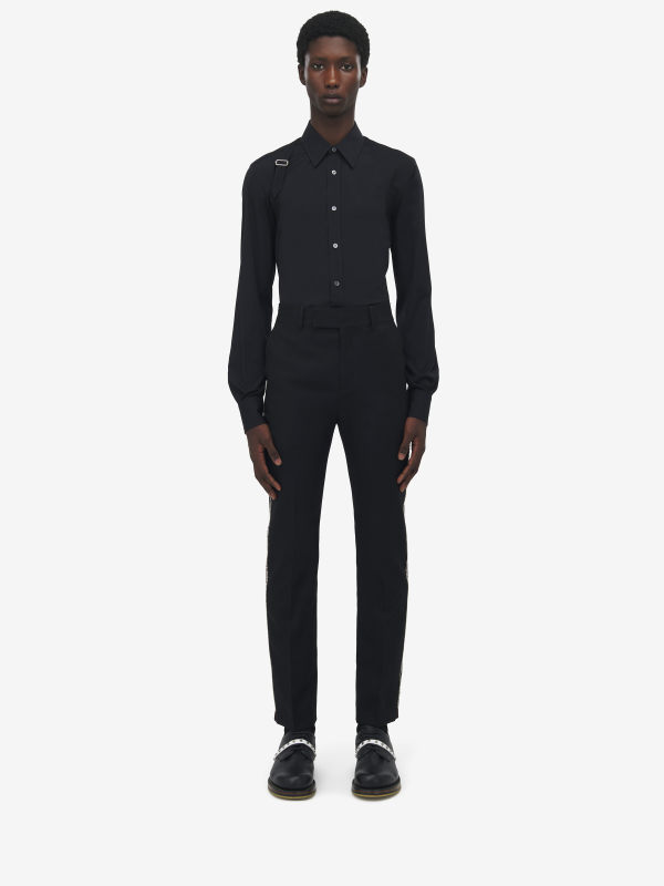 ALEXANDER MCQUEEN - Raw Edge Canvas Cigarette Trousers - Item 838629QUAAC1000